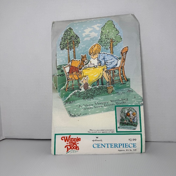 VTG Winnie the Pooh Disney Birthday Centerpiece Hallmark 1986 w/paper tablecloth - Picture 1 of 6